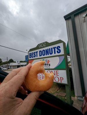 Second in a series of determining the quality of a plain glazed donut with one bite! this ones good I give it a 6