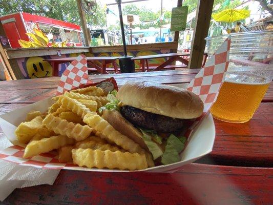 Burger and fries