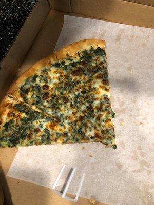 Ken's spinach Alfredo thin crust pizza