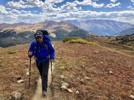 Dr. Davis trekking through Maroon Bells 4 Pass Loop, Colorado