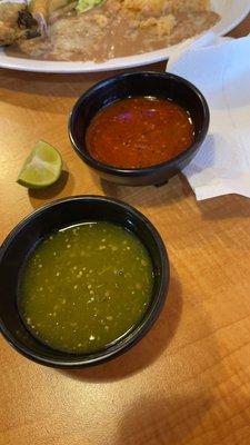 Red and green salsa