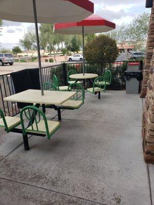 Outdoor seating for us on this 60 degree weather.