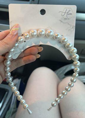 Hive and Co. Faux Pearl Headband is so classy on, my hubby purchased this for me!