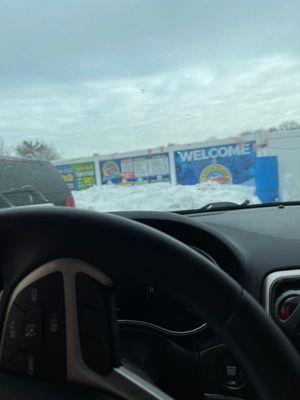 The parking lot in the car wash, super fast and professional