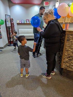 He's always excited for his balloon