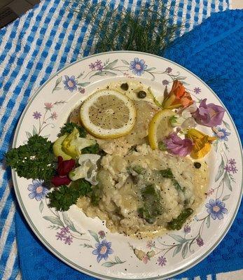 Chicken Piccata and Asparagus Risotto