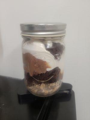 Chocolate Brownie Pudding Jar Dessert
 
 Chocolate brownie, chocolate pudding, Heath bar, and whipped topping