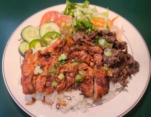 Chicken and Beef Rice Plate