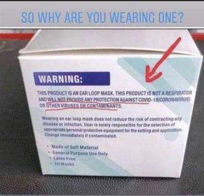 Masks DO NOT WORK! READ THE BOX!