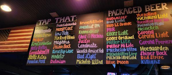 Beer menu