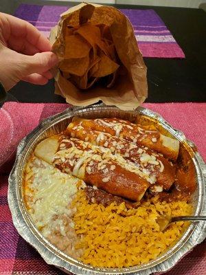 Chicken enchiladas entree, take out