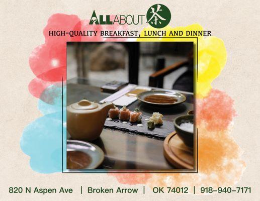 Elevate your culinary experience by savoring delectable and wholesome meals at All About Cha in Broken Arrow.