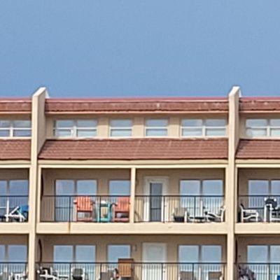 View of balcony from beach