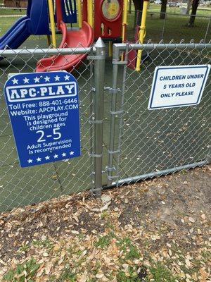 Fenced in play area, reserved for the wee ones.