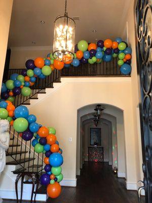 Semi-organic balloon garland for 80's neon party!