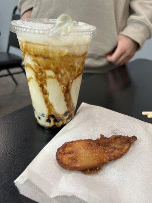 Banana chips and brown sugar boba