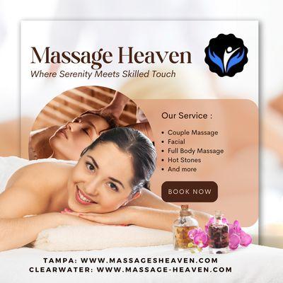 Indulge in the luxury of self-care and elevate your well-being at Massage Heaven Spa. ‍
Book now! www.massage-heaven.com