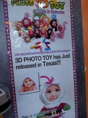 We also make 3D photo toys here in store itself.