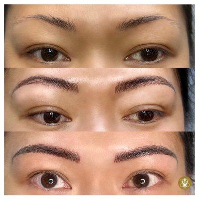 Before, After Microblading only, and (bottom) Microblade and Shade