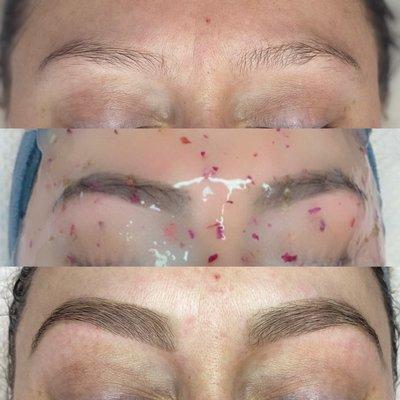 Brow waxing and tinting with calming Hydrojelly mask