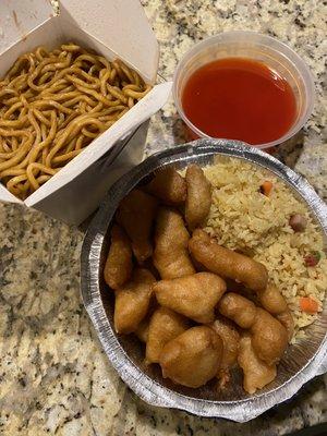 Sweet & Sour Chicken and plain Lo Mein