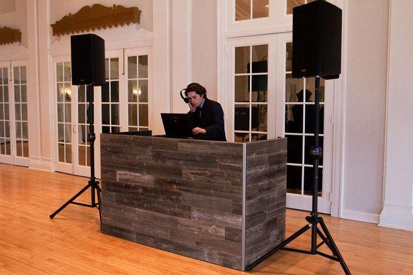 Custom DJ booth with Grey Reclaimed barn wood by Instant Request