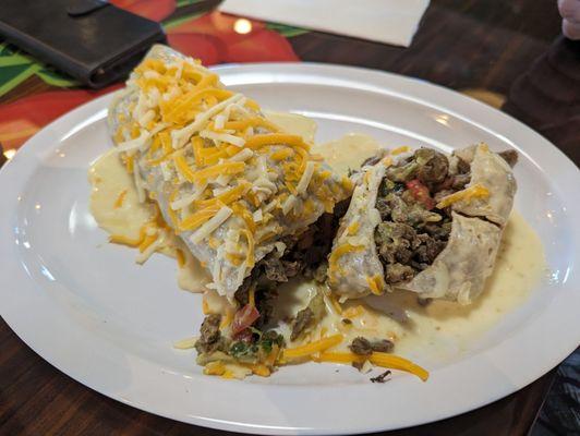 Carne asada smothered burrito