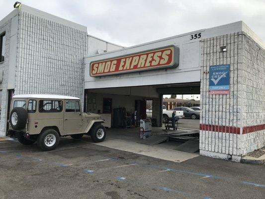 Smog Express on Broadway in Chula Vista between E Street and H Street.