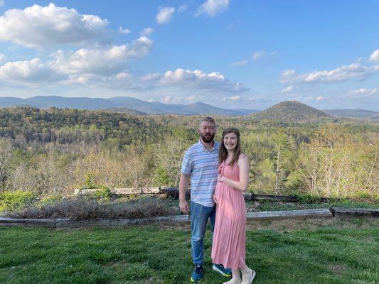 My wife and I in front of the landscape!