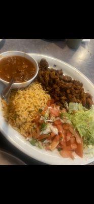 Al pastor plate is full of flavor not dry at all tender and yummy! The charro beans hit the spot!