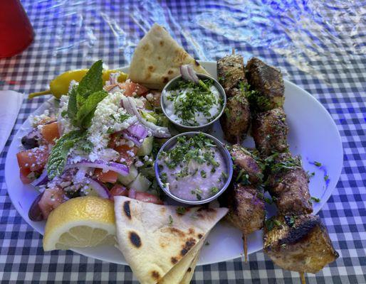 Chicken Kebab with Greek Salad and Pita