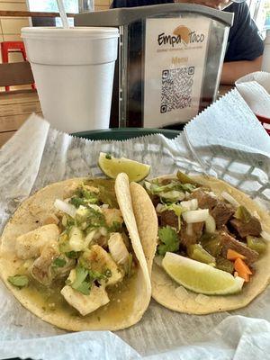 Red Fish Taco - 4/5 add lots of salsa and Lengua (Beef) tender but a bit on the salty side.