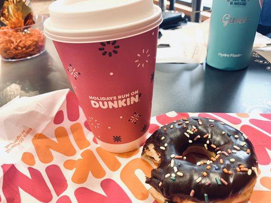 Donut and coffee.