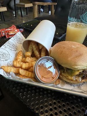 Burger and fries