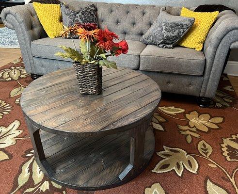 Farmhouse Coffee Table with Distressed Driftwood Finish