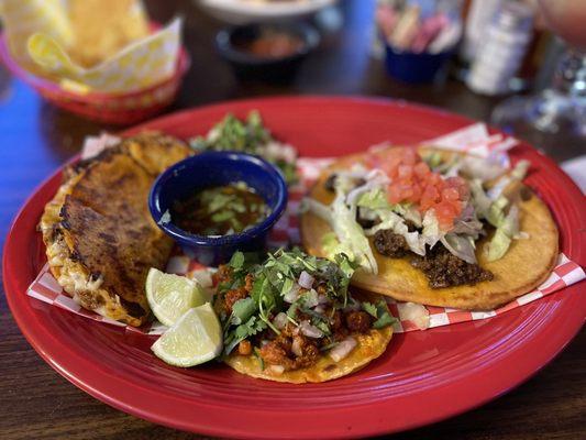 Birria, Navajo and pork street tacos