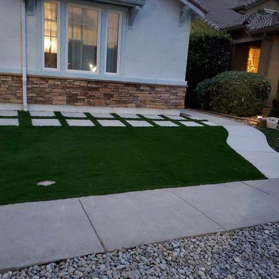 Installed artificial grass