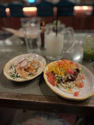 Shrimp Taco and Puffy Beef Taco