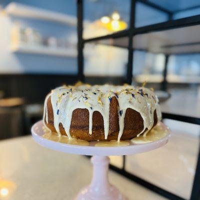 Earl Grey Tea Bundt with Blood Orange Curd baked in house