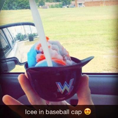 Italian ice in baseball cap