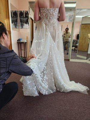 Bustle measurement for a wedding dress