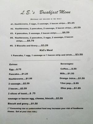 breakfast menu