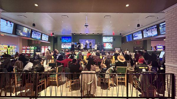 Main bar area with stage in the back middle.