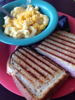 Reuben panini with Mac and cheese