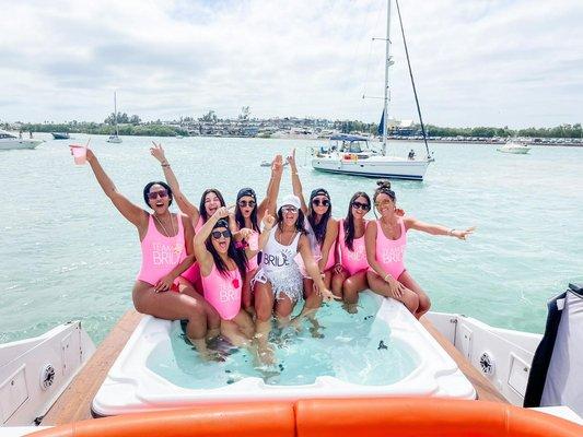 Bachelorette Party having a blast on one of our beautiful yacht jacuzzi!