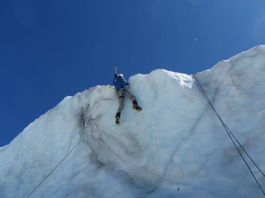 Climbing Alpine Ice with our Pro Guiding Service