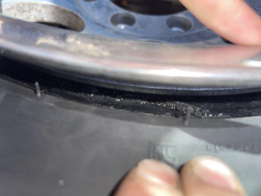 Ripped tire caused from incorrect installation