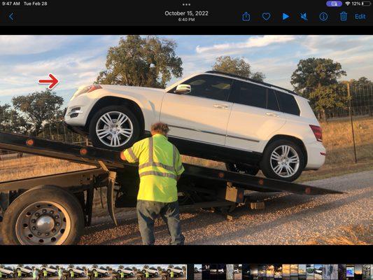 Johnny using the joy-stick to jerk the car off while it was in "PARK" not in "NEUTRAL"