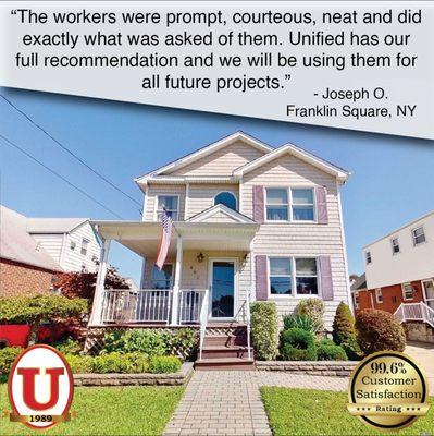 Unifed Home Remodeling best customer service for windows doors siding roofing masonry and new construction projects for your home new york