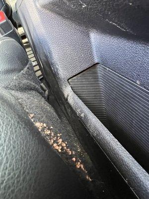 Milk shake type substance still there since May on the side of the seat